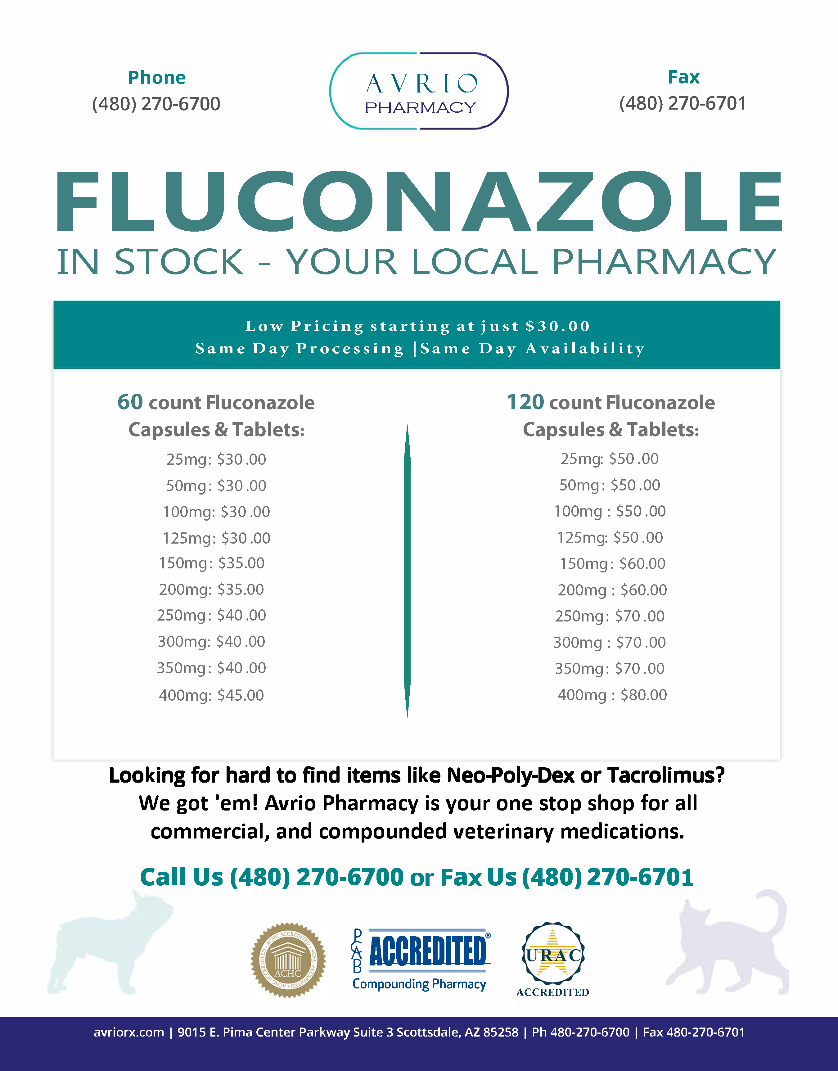 Get savings on Fluconazole at Avrio Pharmacy in Scottsdale Arizona